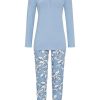 Damen Ringella Nachtwasche | Ringella Damen Langarm Pyjama "Winter Flowers" 2511207 | Smoke