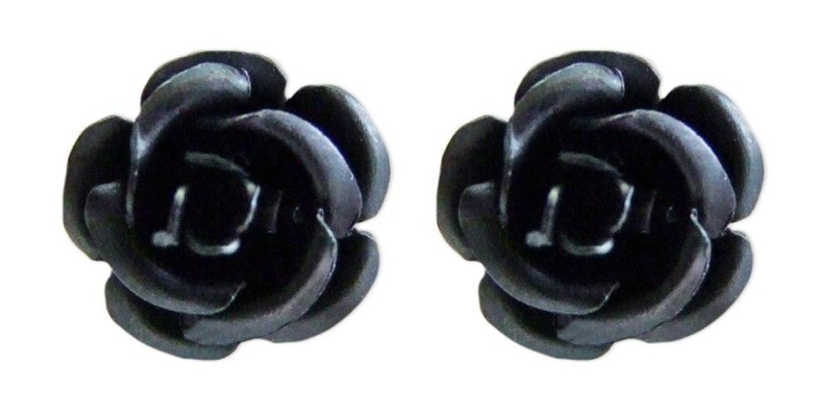 Schmuck Trachtenland | Ohrstecker Mit Bunten Rosen Schwarz