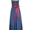 Damen Hiebaum Dirndl | Hiebaum Langes Damen Dirndl "Meredith" Traditionell | Blau Beere 95Cm