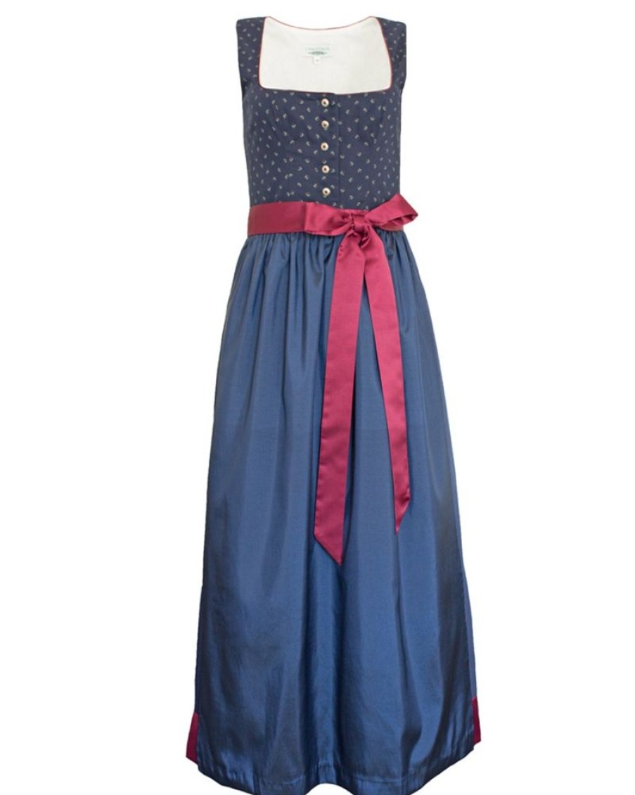 Damen Hiebaum Dirndl | Hiebaum Langes Damen Dirndl "Meredith" Traditionell | Blau Beere 95Cm