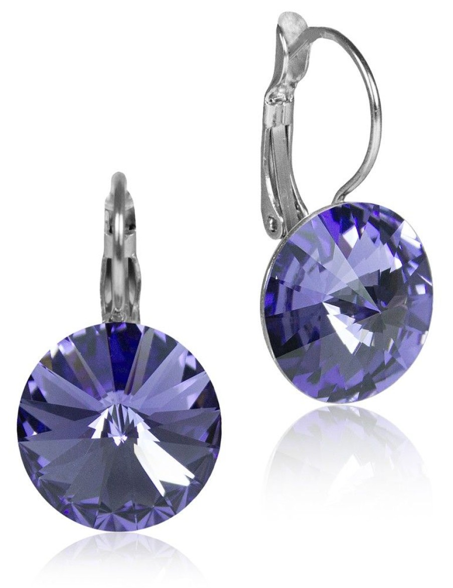 Schmuck LUISIA® | Luisia® 14 Mm Ohrringe Rivoli Mit Kristallen Von Swarovski® - Tanzanite / Lila