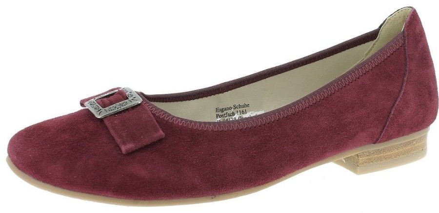 Damen Hirschkogel Ballerinas | Hirschkogel Damen Ballerinas "Lea" Mit Zierschnalle 3005707 | Wildleder Bordeaux