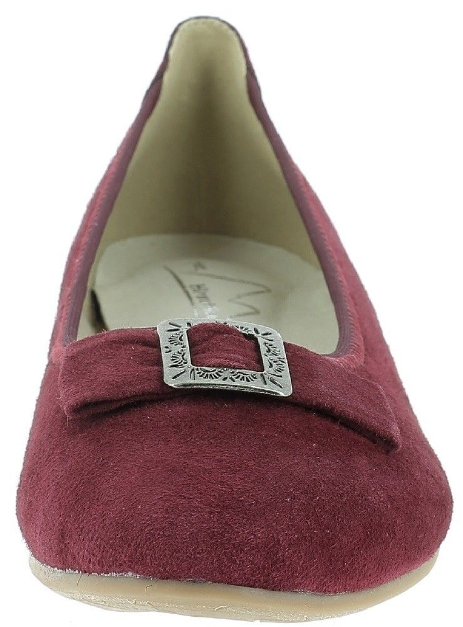 Damen Hirschkogel Ballerinas | Hirschkogel Damen Ballerinas "Lea" Mit Zierschnalle 3005707 | Wildleder Bordeaux