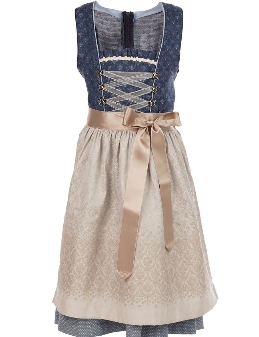 Madchen Isar-Trachten Dirndl | Isar-Trachten Jugend Dirndl "Marina" 44782 | Festlich Kinderkleid - Blau Silbergrau