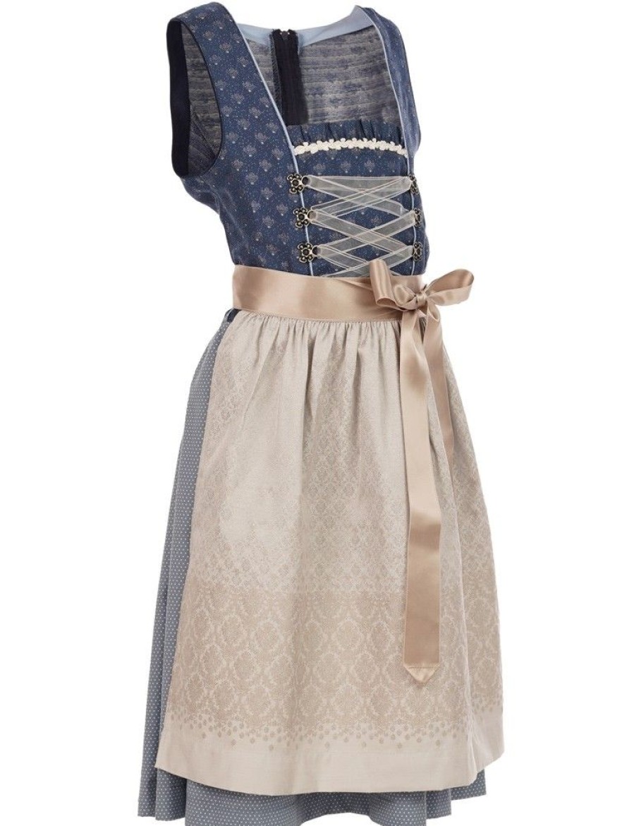 Madchen Isar-Trachten Dirndl | Isar-Trachten Jugend Dirndl "Marina" 44782 | Festlich Kinderkleid - Blau Silbergrau