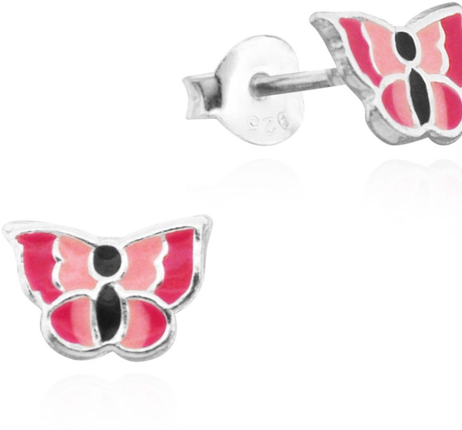 Schmuck LUISIA® | Luisia® Ohrstecker "Schmetterling Pink Rosa" E-15470-2 - 925 Sterling Silber