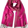 Damen Trachtenland Trachtentucher | Halstuch Schal Mit Hirschkopf Motiv 185 X 70 Cm | Pink / Gold