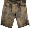 Herren Maddox Lederhosen | Maddox Kurze Herren Lederhose "Riessersee" Mit Gurtel | Antik Bernstein