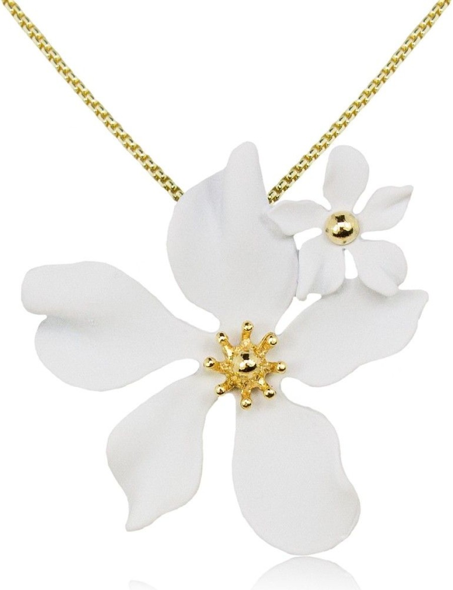 Schmuck LUISIA® Halsketten | Luisia® Halskette Nelia Mit Blumen - 16 Karat Vergoldet Weis