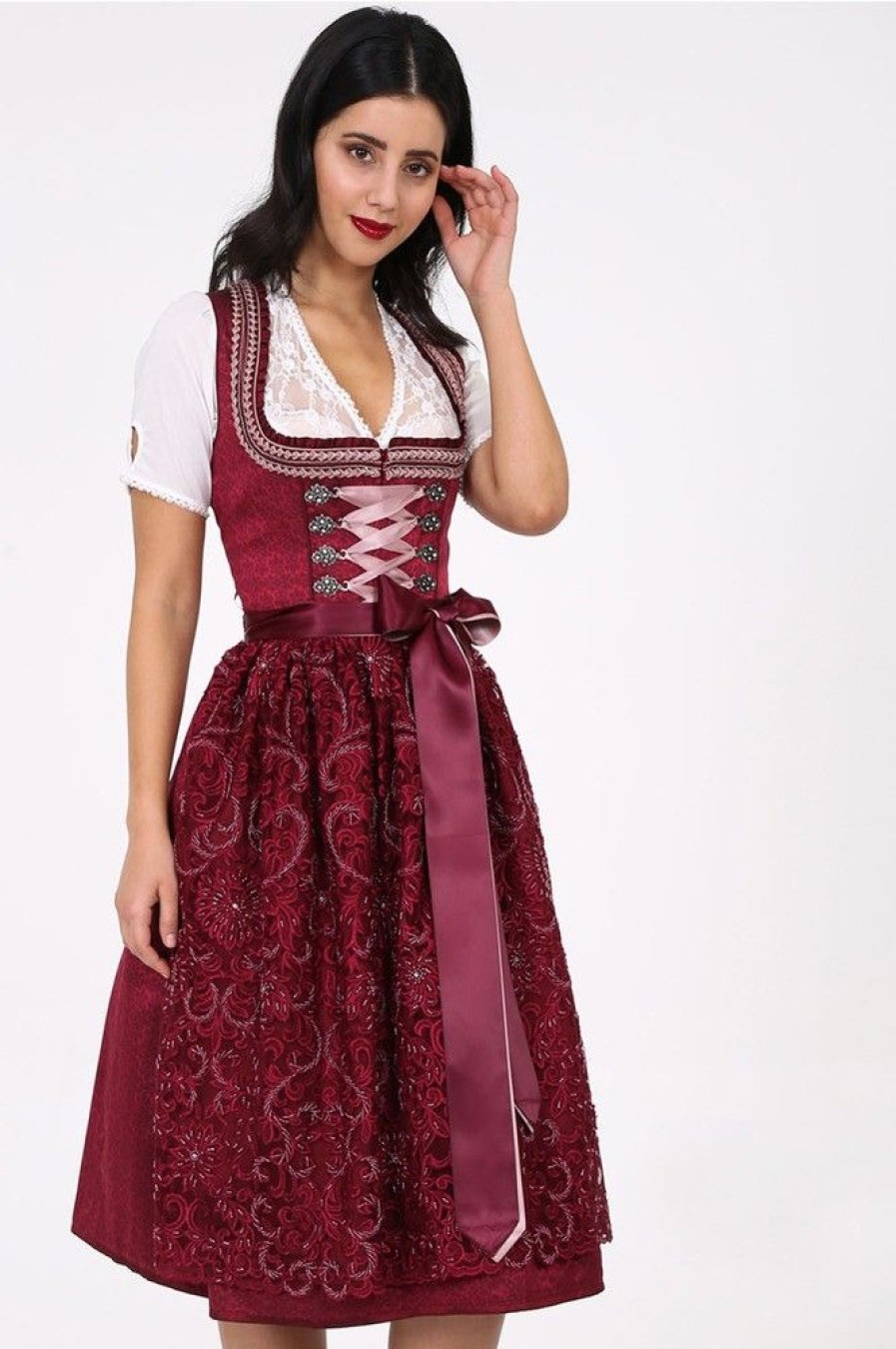 Damen Krüger Dirndl Blusen & Shirts | Kruger Collection Damen Dirndlbluse "Erika" Mit V-Ausschnitt 28183 - Ecru