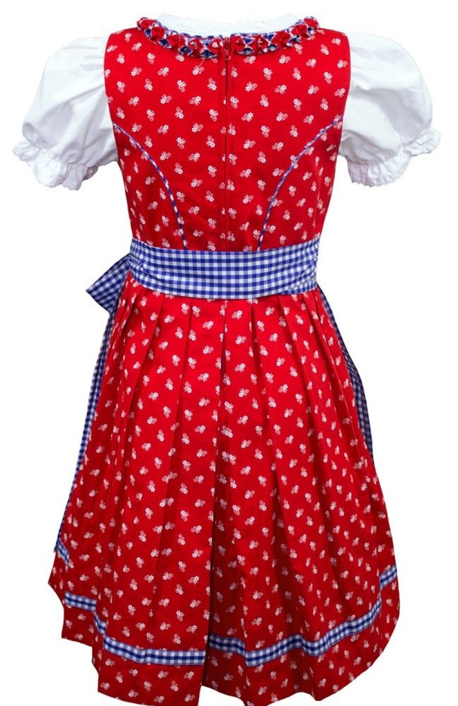 Madchen Maddox Dirndl | Maddox Kinder Dirndl "Zillertal" 3-Tlg. | Blumchenmuster Blau Rot