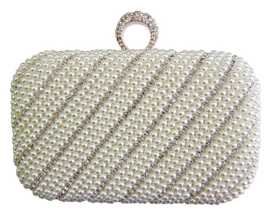 Damen Trachtenland Handtaschen | Elegante Damen Clutch Abendtasche "Pearl" - Creme Gold