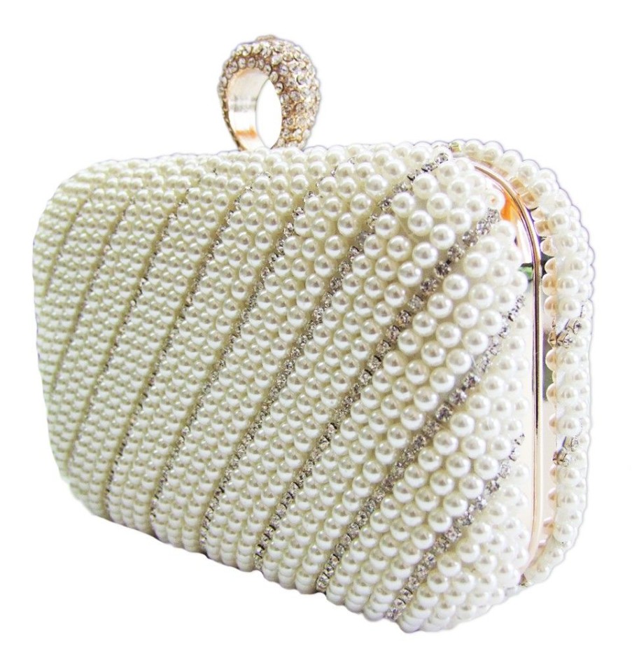 Damen Trachtenland Handtaschen | Elegante Damen Clutch Abendtasche "Pearl" - Creme Gold