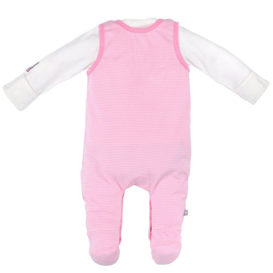 Madchen BONDI Baby Strampler | Bondi Baby Strampler "Haschen" Geringelt 2-Tlg. 93636 | Rosa / Weis