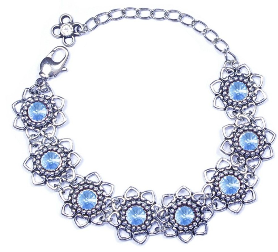 Schmuck LUISIA® | Luisia® Armband Leandra Mit Herzbluten Und Kristallen Von Swarovski® - Light Safir / Hellblau