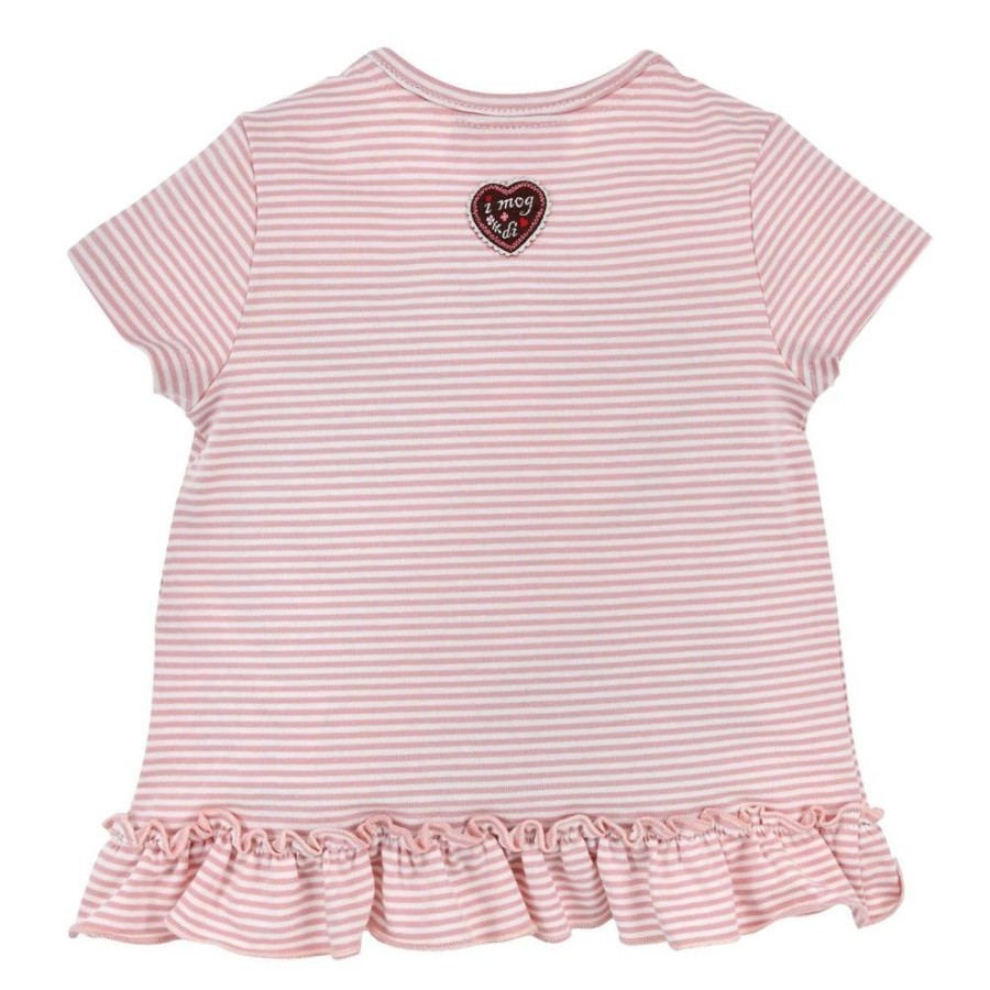 Madchen BONDI Fur´S Baby | Bondi Baby Madchen T-Shirt "Rehkitz" 86752 | Rosa Geringelt