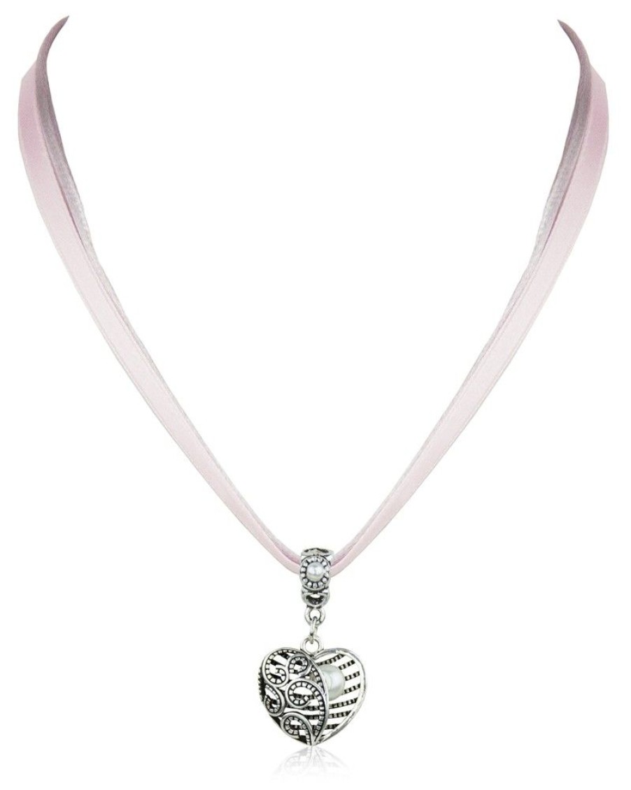 Schmuck LUISIA® | Luisia® Halskette Elina Mit Herzanhanger Und Perle - Altrosa