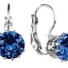 Schmuck Trachtenland | Luisia® Ohrringe Grazia Mit Kronen Anhanger Und Kristall Von Swarovski® - Ozeanblau