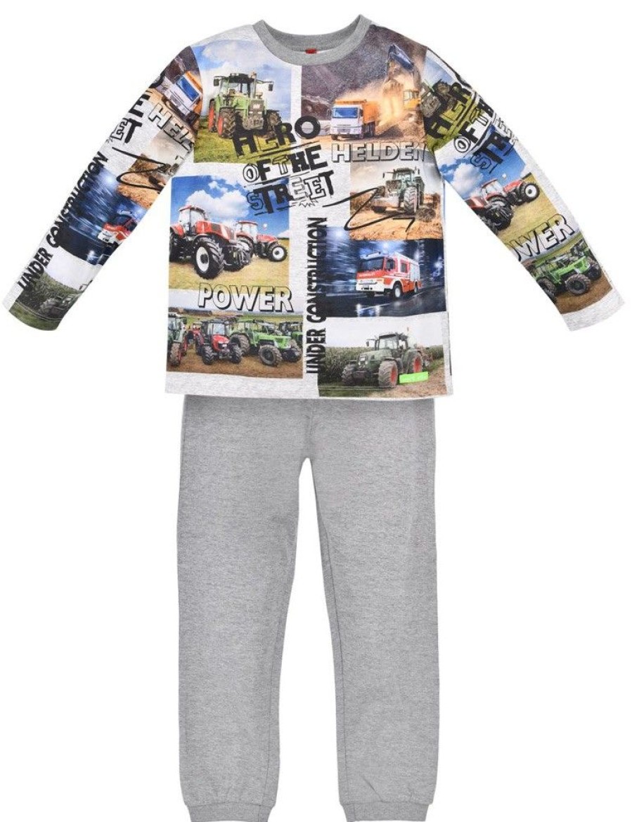 Jungen BONDI Shirts | Bondi Jungen Pyjama "Hero Of The Street" 33170 | Grey Melange