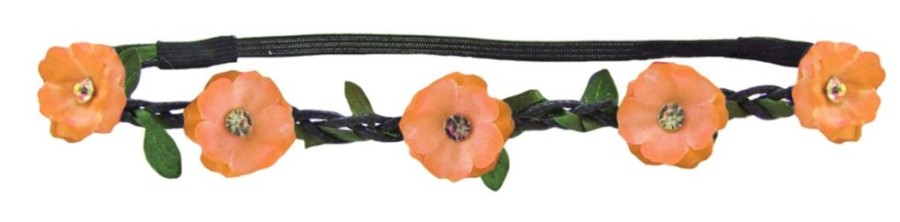 Madchen Trachtenland Hute & Haarschmuck | Blumen Haarband Mit Bluten Und Glitzernden Schmucksteinen Apricot