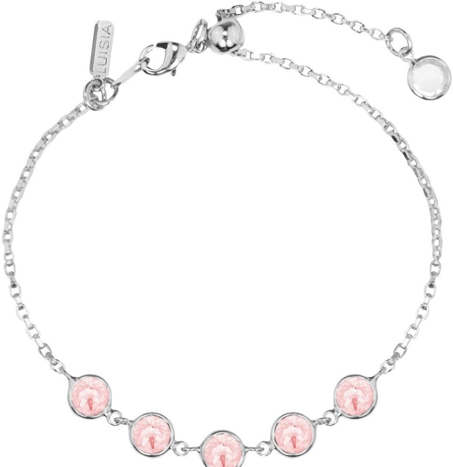 Schmuck LUISIA® | Luisia® Armband "Calanthe" Mit Funf Kristallen Von Swarovski® - Silber / Light Rose