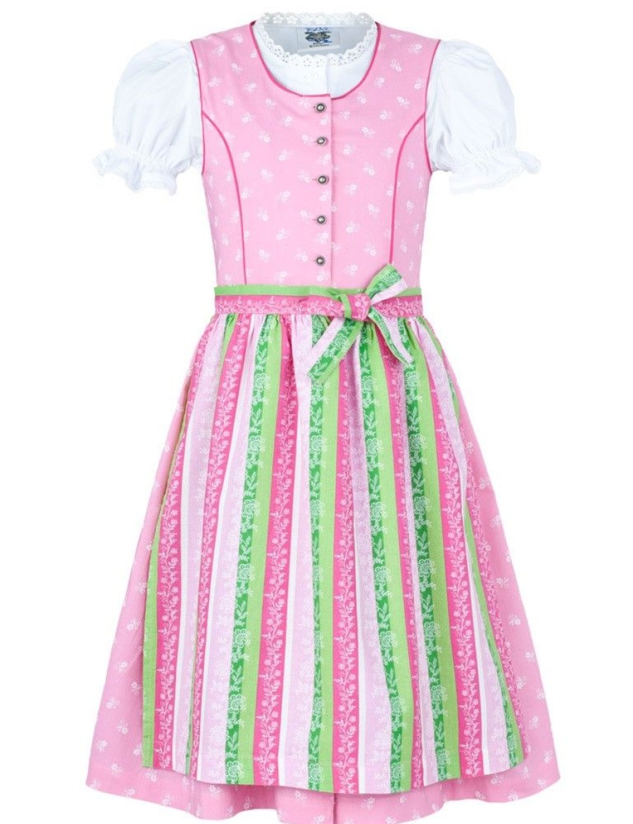 Madchen Isar-Trachten Dirndl | Isar-Trachten Kinder Dirndl "Nicole" 3-Tlg. Mit Bluse 52409 | Rosa Grun