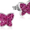 Schmuck LUISIA® | Luisia® Ohrringe Schmetterling Kristallen Von Swarovski® - 925 Sterling Silber - Pink