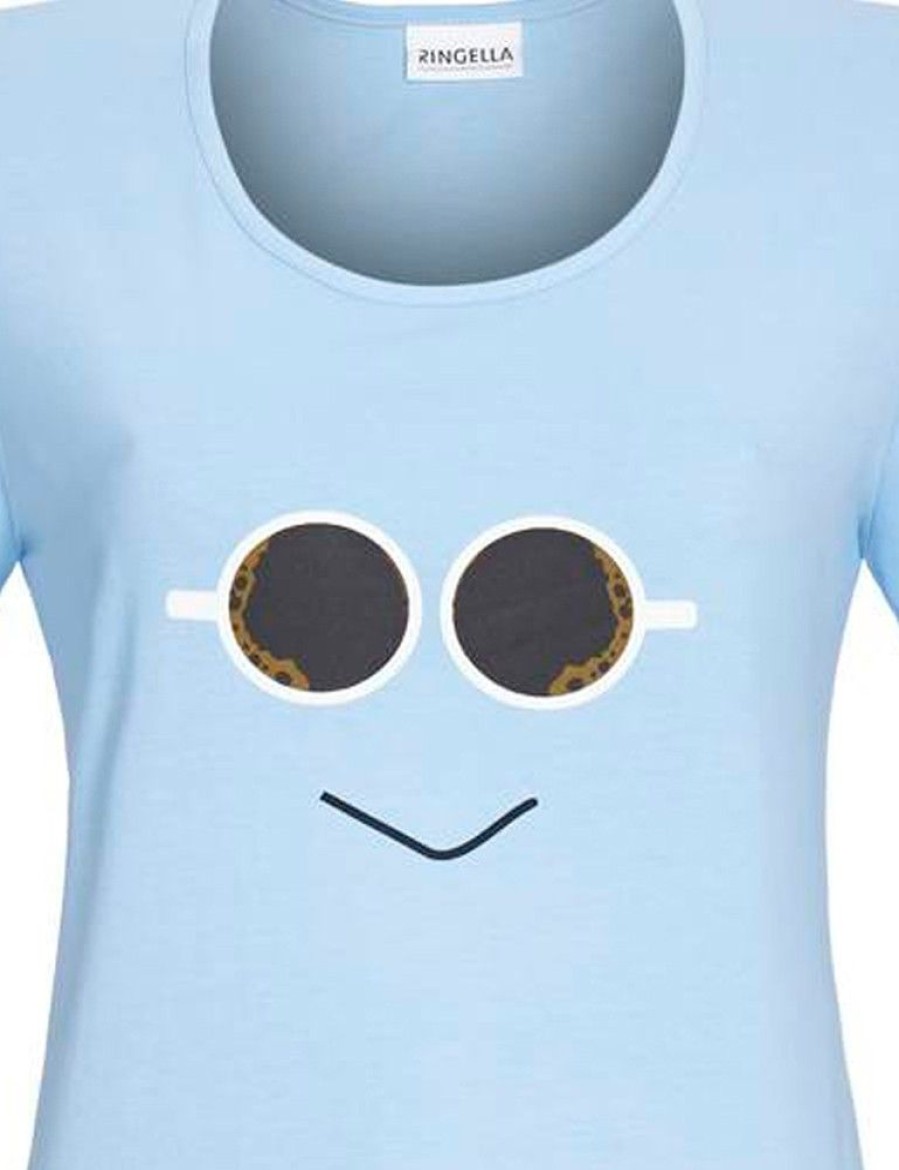 Damen Ringella Nachtwasche | Ringella Damen Pyjama "Smiley" 2211201 - Hellblau | Schlafanzug