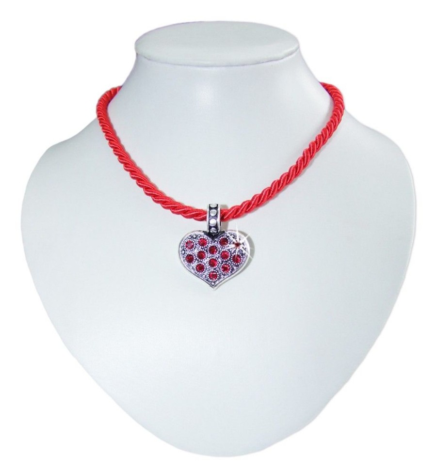 Schmuck LUISIA® | Luisia Kordel Collier Enya Mit Herzanhanger - Rot