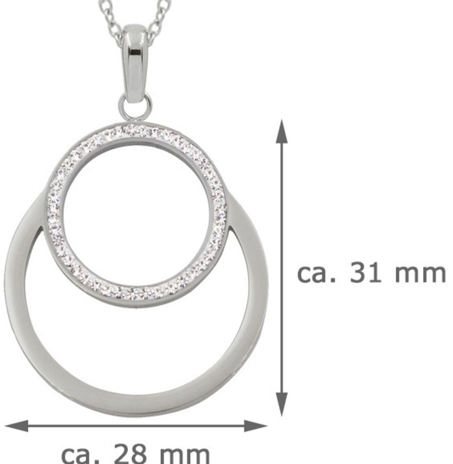 Schmuck LUISIA® | Luisia® Edelstahl Halskette 50+5 Cm | Doppelring Mit Zirkonia