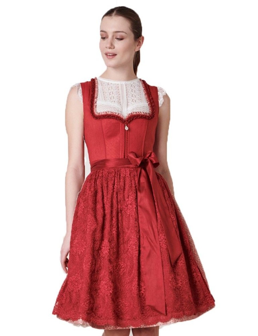 Damen Krüger MADL Dirndl | Kruger Dirndl "Zora" Spitzenschurze 416365 | Rot 60Cm