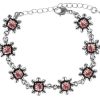 Schmuck Trachtenland | Silbernes Strass Armband Mit Bluten - Rosa