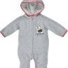 Jungen BONDI Baby Strampler | Bondi Kuscheliger Baby Fleece-Overall "Kuh" 93665 - Grau | Strampler Wintermode