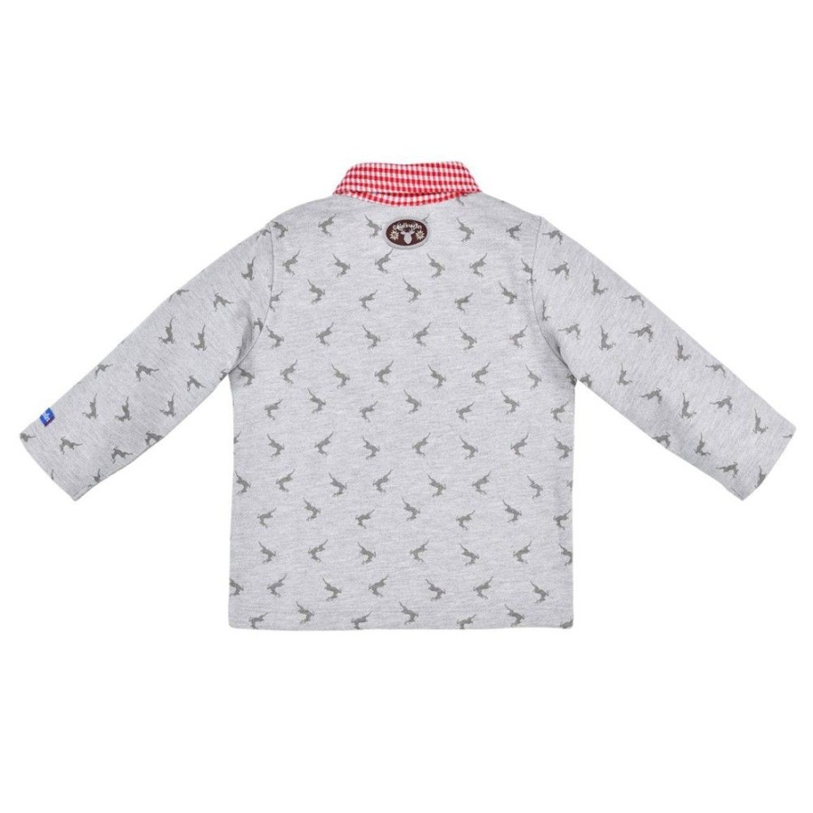 Jungen BONDI Shirts | Bondi Jungen Sweatshirt "Lausbub" Mit Hemdkragen 91570 | Grey Melange