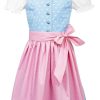 Madchen Maddox Dirndl | Maddox Kinder Dirndl "Almtal" Hochgeschlossen Mit Stehkragen | Hellblau Rosa