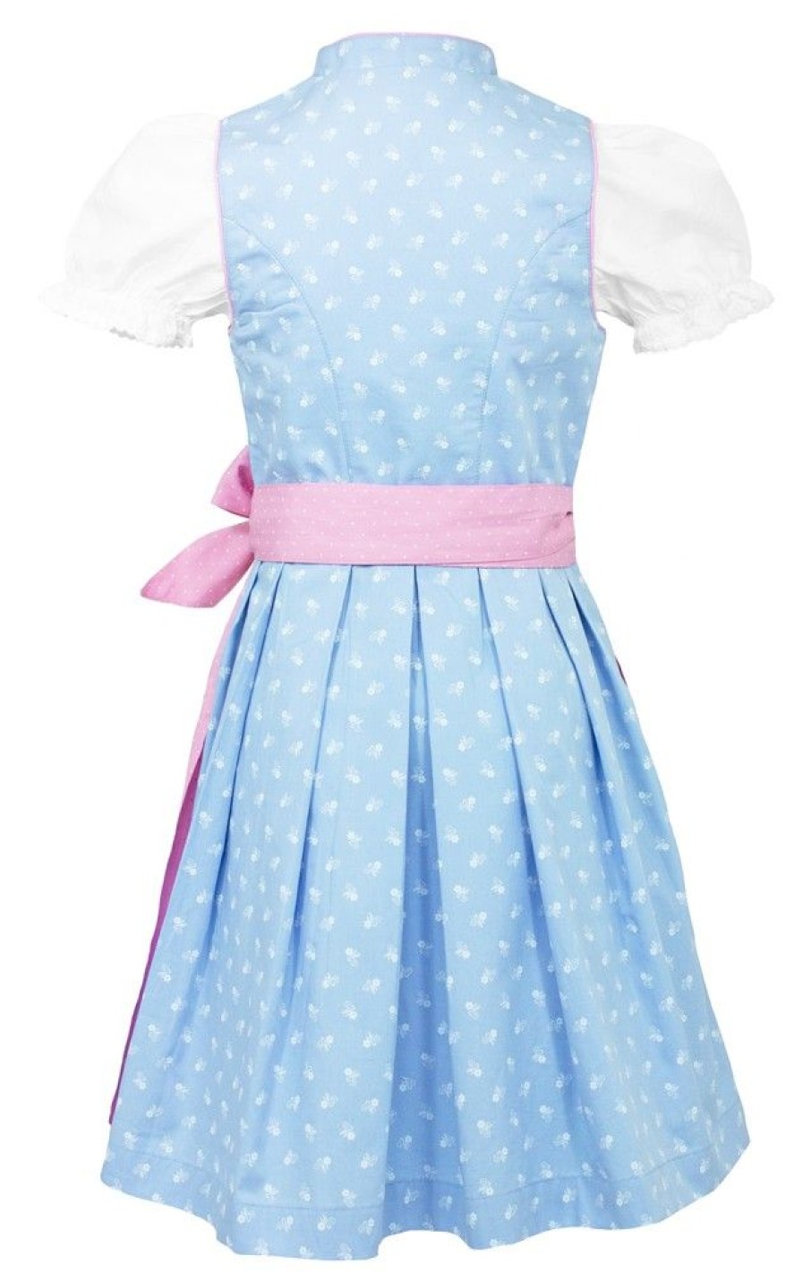 Madchen Maddox Dirndl | Maddox Kinder Dirndl "Almtal" Hochgeschlossen Mit Stehkragen | Hellblau Rosa