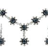 Schmuck Trachtenland | Blumen Collier Mit Ohrhangern - Ozeanblau