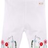 Madchen BONDI Fur´S Baby | Bondi Capri Leggings "Blumenwiese" Mit Stickerei 86627 - Weis / Bunt | Baby Kinder Sommerhose