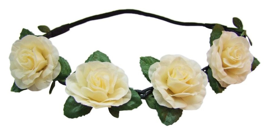 Madchen Trachtenland Hute & Haarschmuck | Blumen Haarband Mit Rosen - Creme