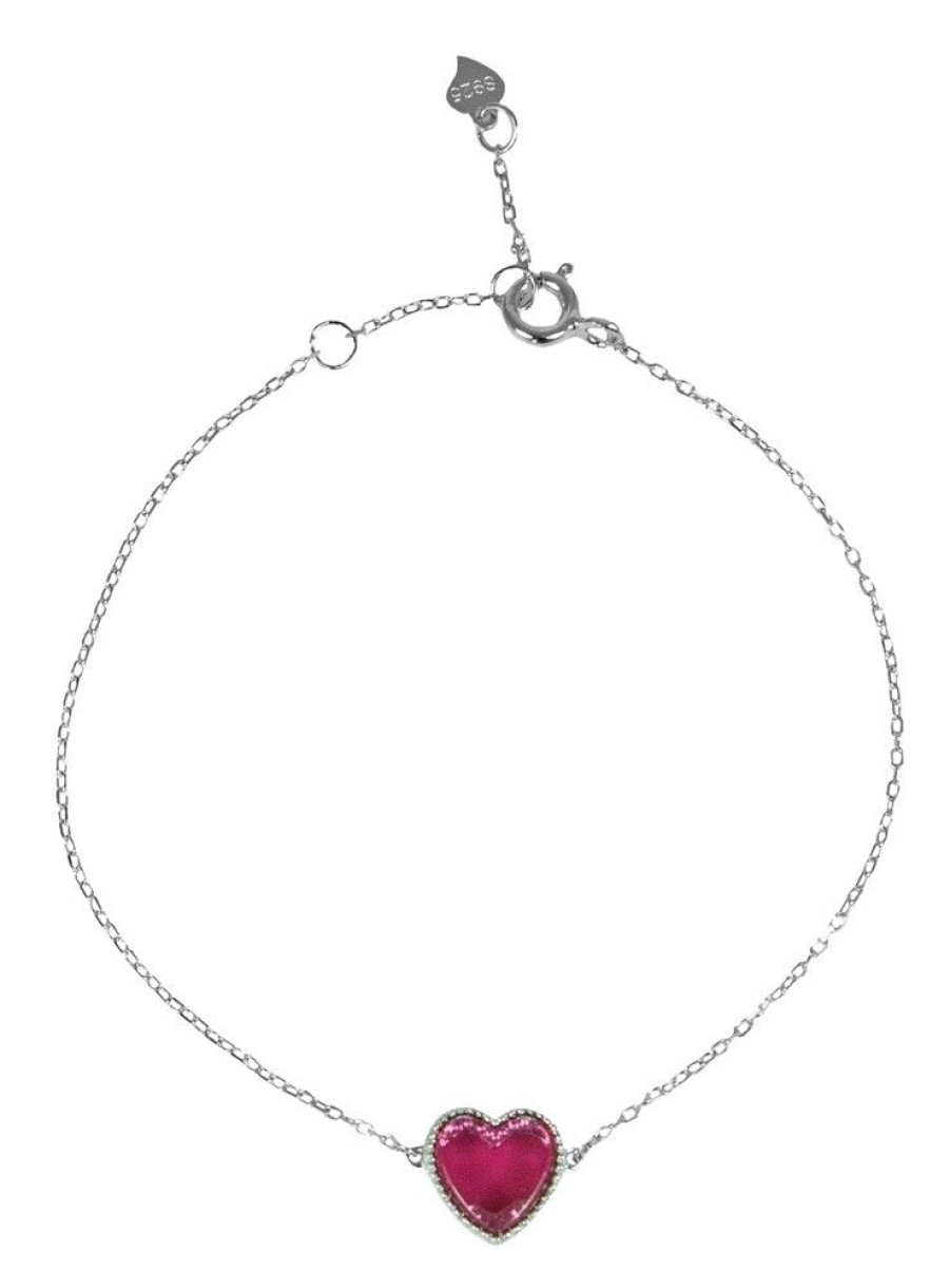 Schmuck LUISIA® | Luisia® Filigranes Damen Armband Mit Rosa Herz - 925 Silber Schmuck