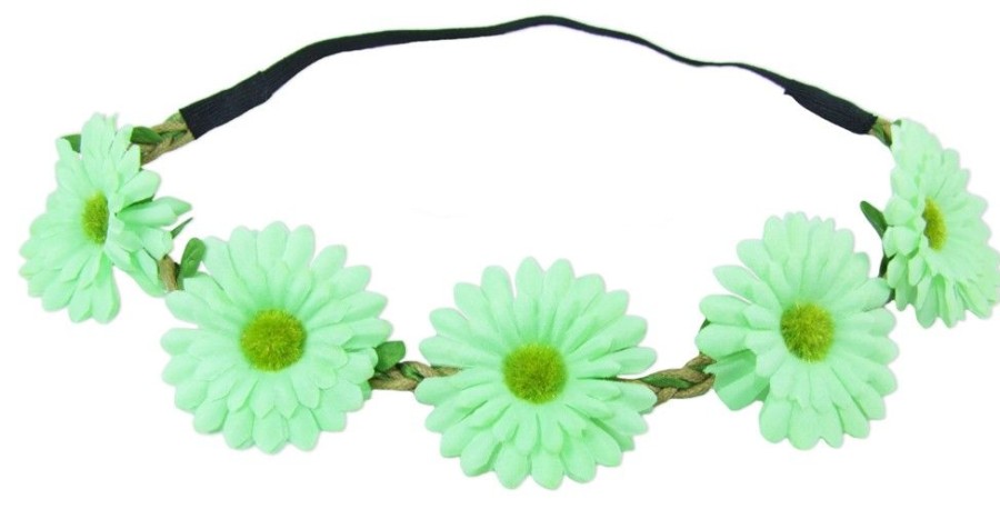 Madchen Das Kostümland Hute & Haarschmuck | Blumen Haarband Mit Margeriten - Hellgrun