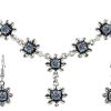 Schmuck Trachtenland | Blumen Collier Mit Ohrhangern Hellblau