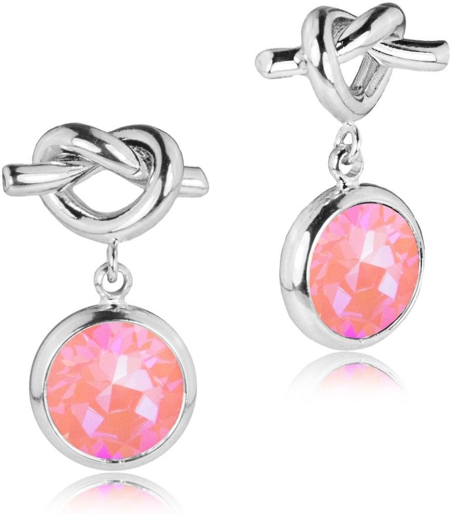 Schmuck LUISIA® | Luisia® Ohrringe Mit Knoten Und Kristall Von Swarovski® - Silber / Lotus Pink Delite