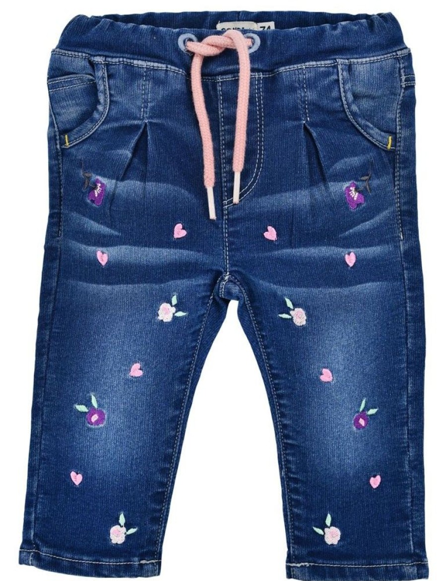 Madchen BONDI Hosen | Bondi Baby Madchen Jeans "Blumchen" 86645 | Blue Denim