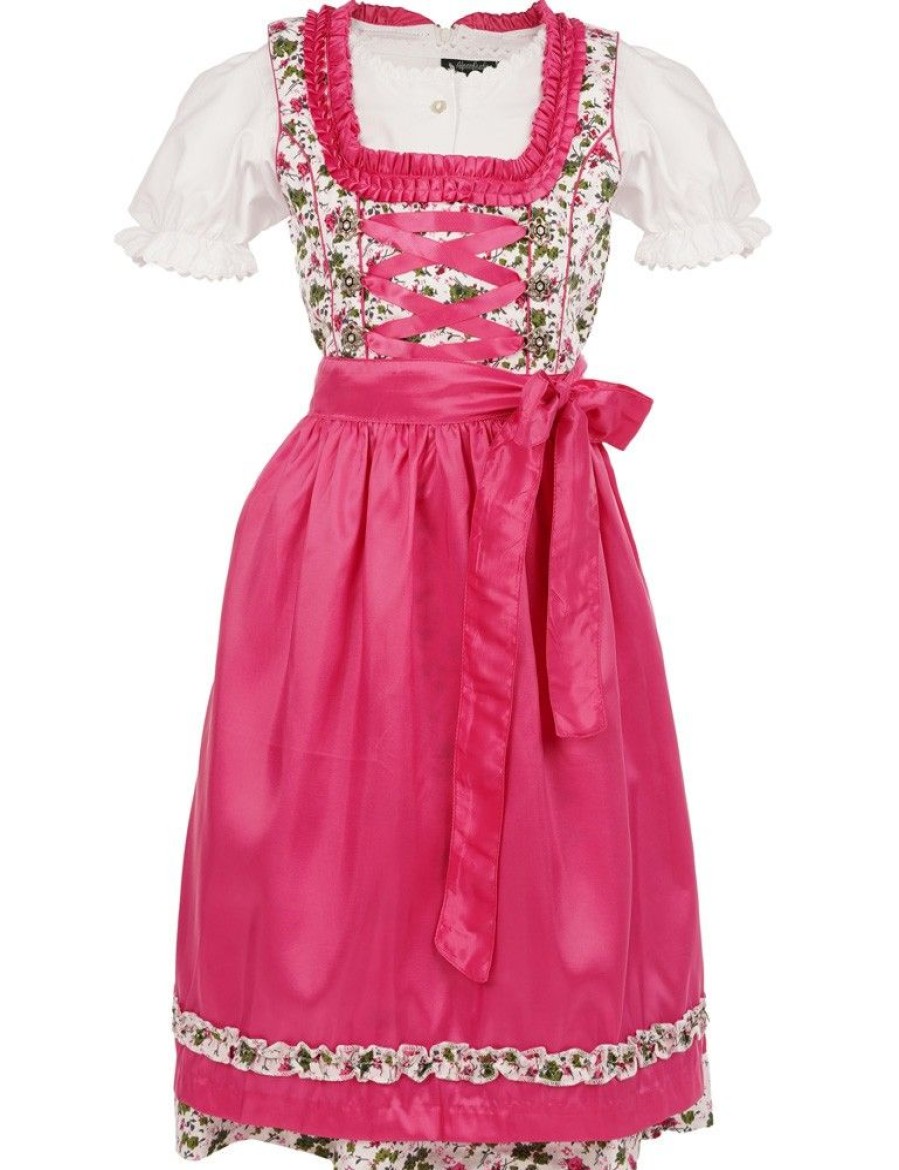 Madchen Maddox Dirndl | Maddox Kinder Dirndl "Zermatt" 3-Tlg. | Streublumchen Pink Weis