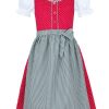 Madchen Isar-Trachten Dirndl | Isar-Trachten Kinder Dirndl "Marie" Mit Bluse 52391 | Rot Grun