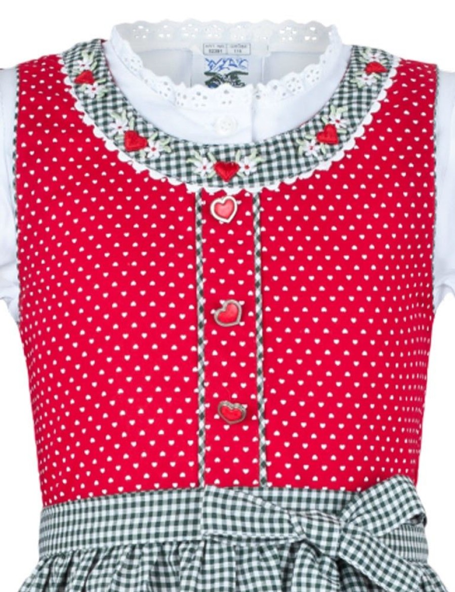 Madchen Isar-Trachten Dirndl | Isar-Trachten Kinder Dirndl "Marie" Mit Bluse 52391 | Rot Grun