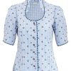 Damen Trachtenland Blusen & Shirts | Pierre Marcel Damen Blumchen Trachtenbluse Amelie Mit Stehkragen - Blau