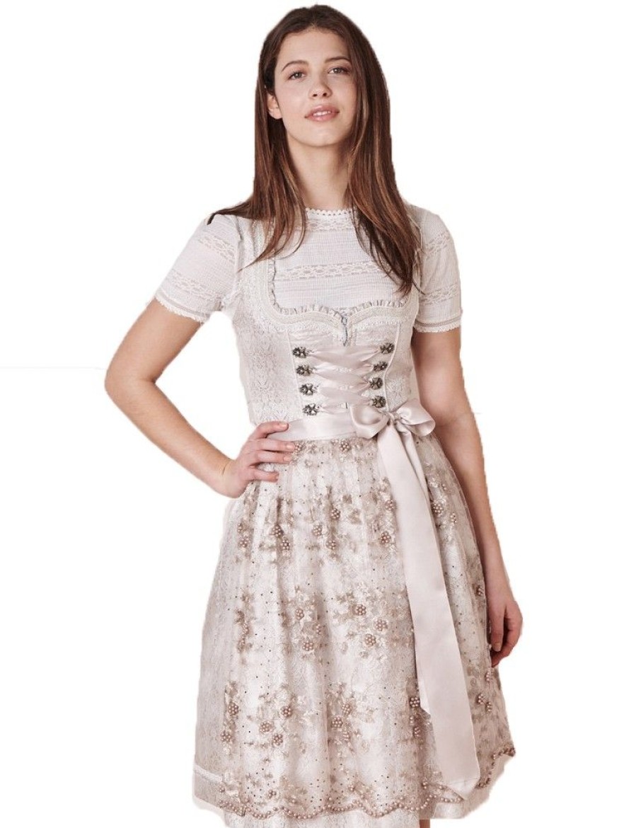 Damen Krüger MADL Dirndl | Kruger Dirndl "Sunny" Spitzenschurze 412965 | Natur 60Cm