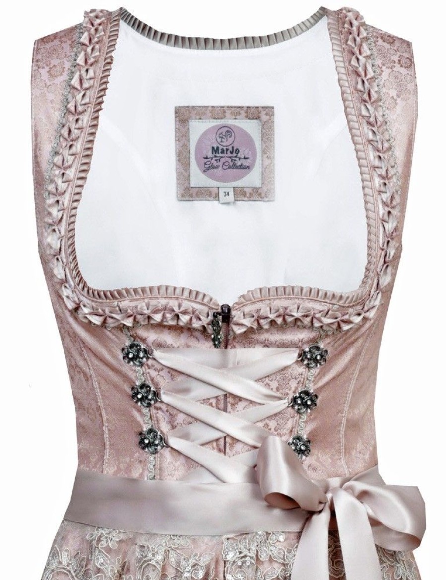 Damen MarJo Dirndl | Marjo Dirndl "Nadina" Spitzenschurze 593950 | Rose Champagner - 58Cm